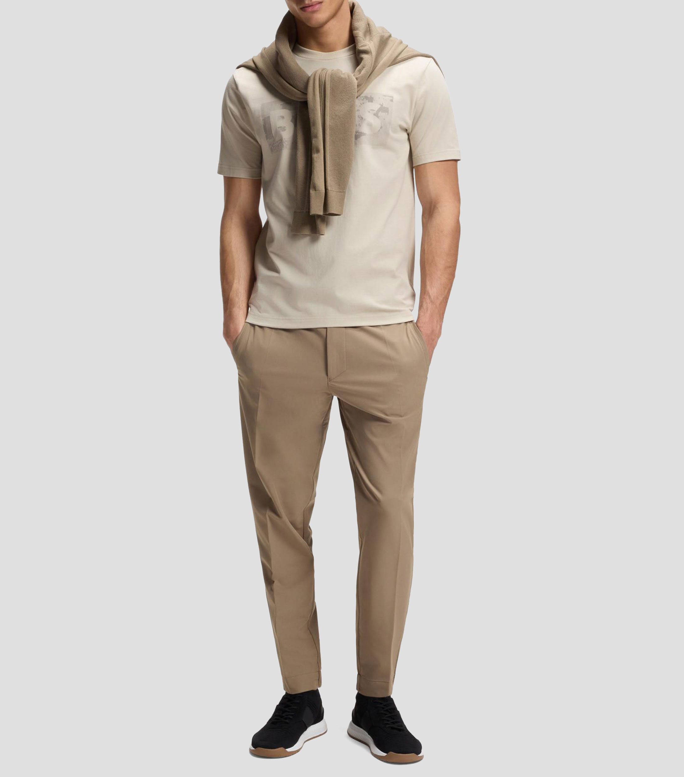Playera de algodón elástico con logo de diseño Hombre
